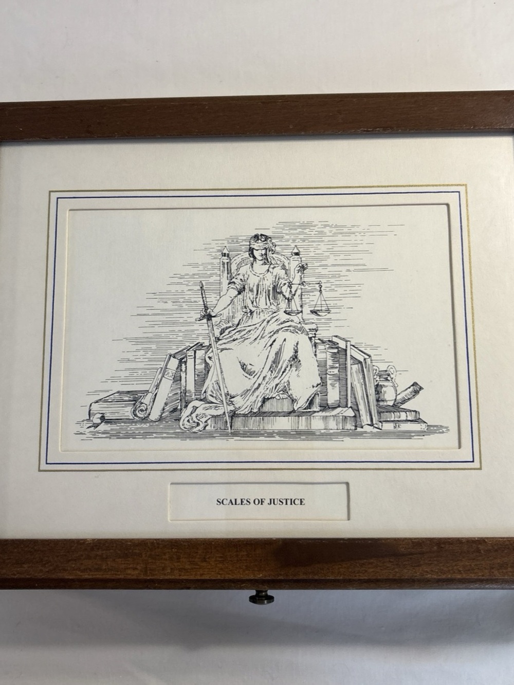 Vtg “Scales of Justice”Presentation Mirrored Box by Eglomise Designs